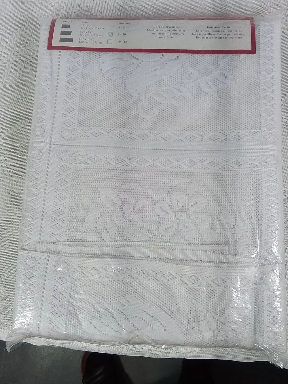Fiesta white lace tablecloth - elegant home dining accent